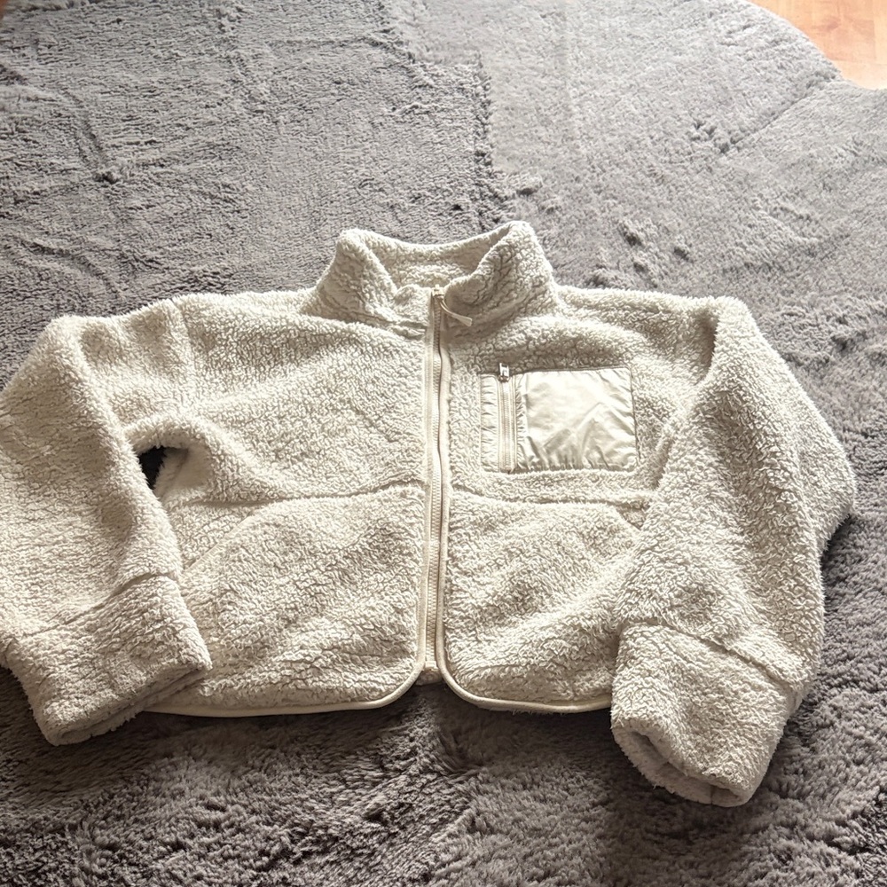 Athleta Kids Cream Sherpa Zip Jacket